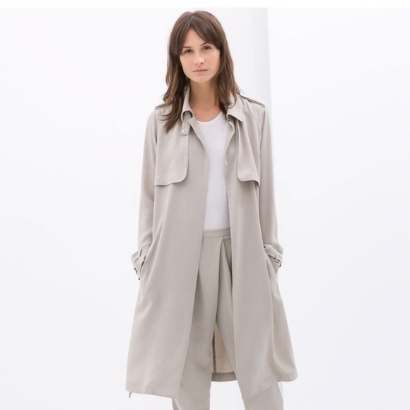 SOLD -ZARA Beige Lightweight Trench Coat Size M - Picture 2 of 8